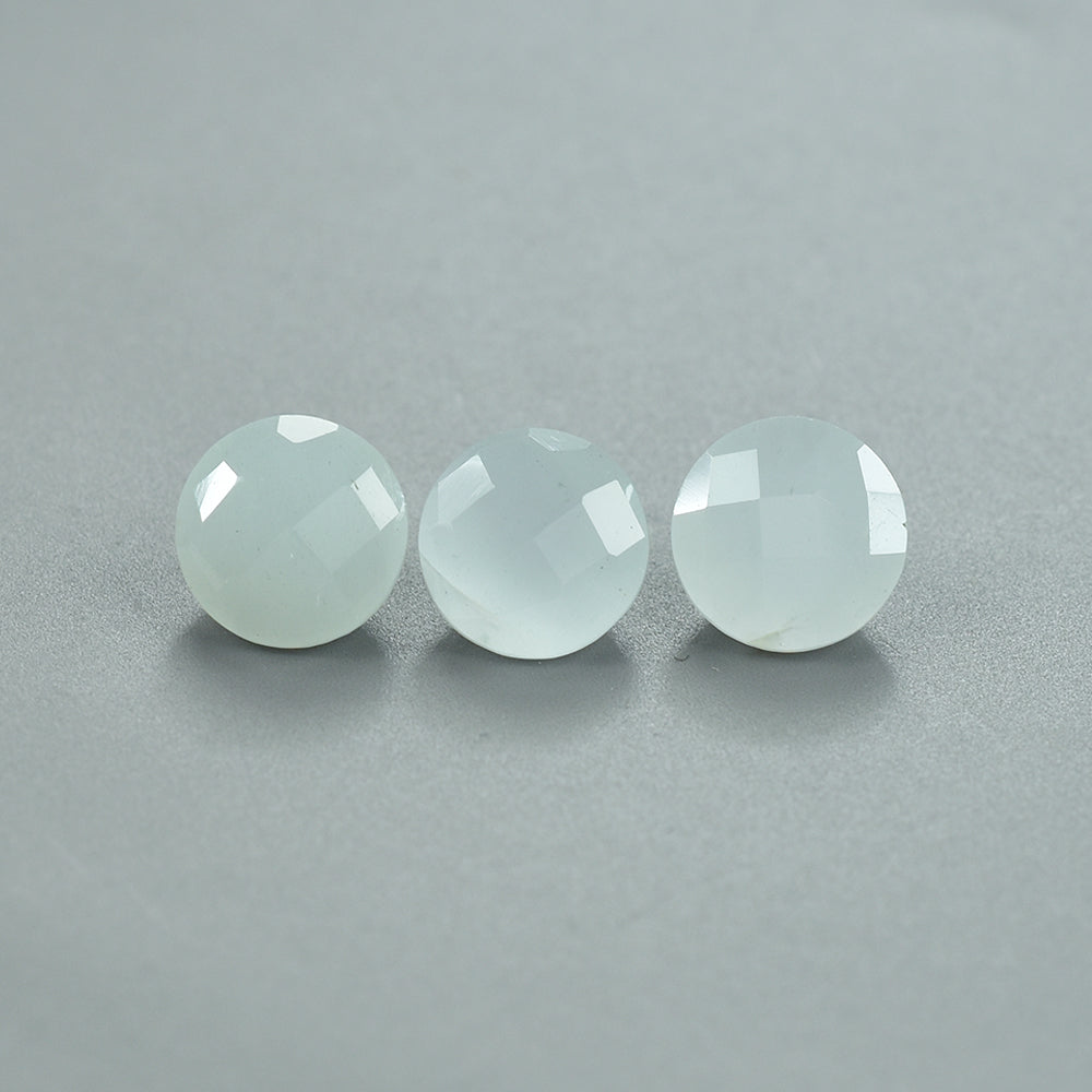 MILKY AQUAMARINE CHECKER CUT ROUND 6MM 0.75 Cts.