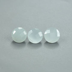 MILKY AQUAMARINE CHECKER CUT ROUND 6MM 0.75 Cts.
