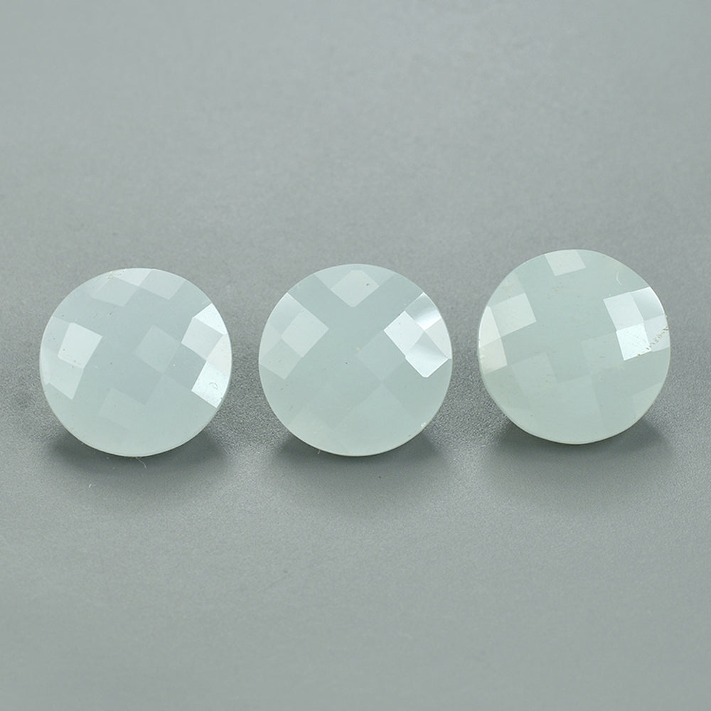MILKY AQUAMARINE CHECKER CUT ROUND 10MM 3.07 Cts.