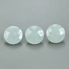 MILKY AQUAMARINE CHECKER CUT ROUND 10MM 3.07 Cts.
