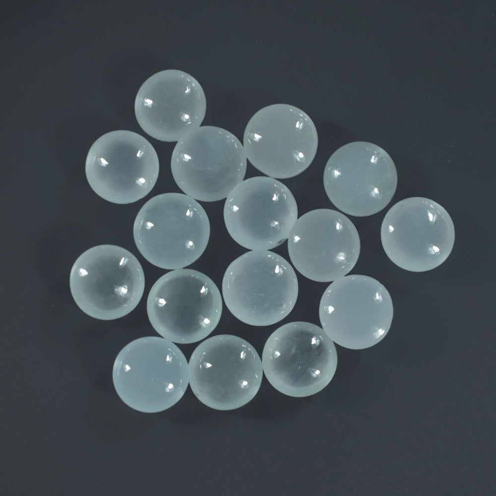 MILKY AQUAMARINE LENTIL ROUND CAB 6MM 0.76 Cts.