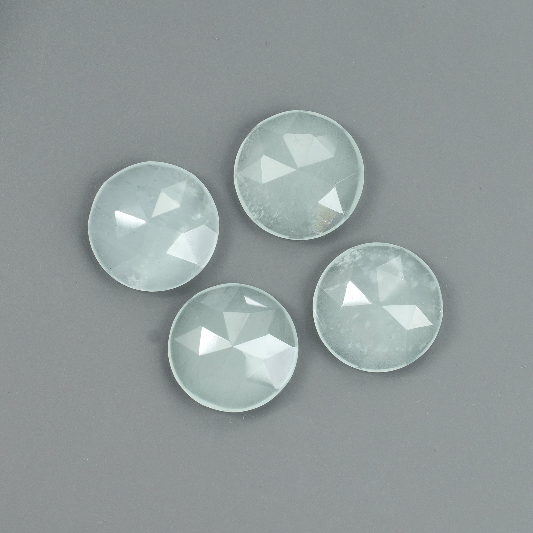 MILKY AQUAMARINE ROSE CUT ROUND 12MM 3.93 Cts.