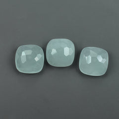 MILKY AQUAMARINE IRREGULAR CUT CUSHION CAB 12MM 5.84 Cts.