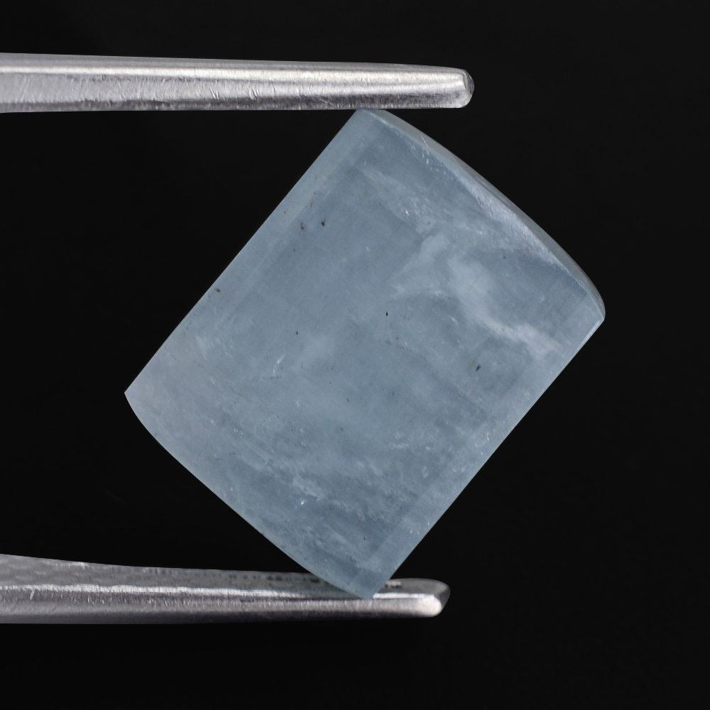 MILKY AQUAMARINE STEP CUT FREE FORM BEADS (AA/SI) (HALF DRILL 0.80MM) 10.50X8.50MM 4.29 Cts.