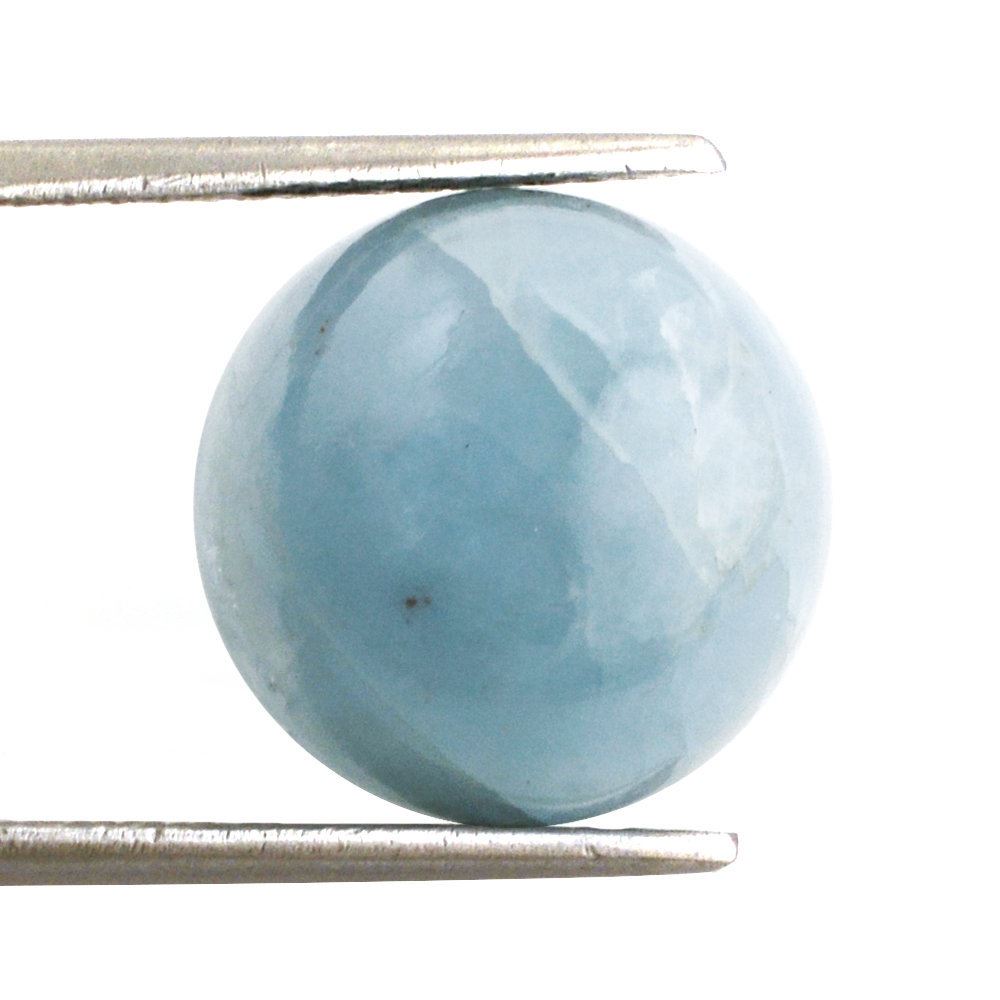 MILKY AQUAMARINE ROUND CAB (AA) 14MM 10.90 Cts.