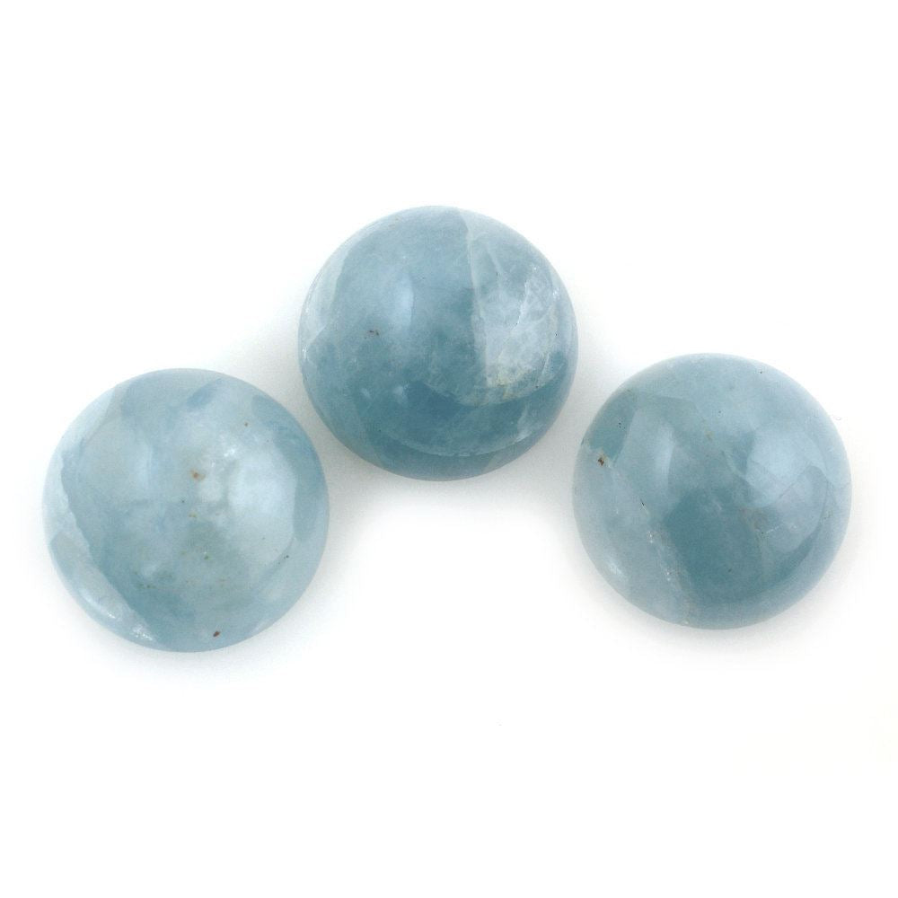 MILKY AQUAMARINE ROUND CAB (AA) 14MM 10.90 Cts.