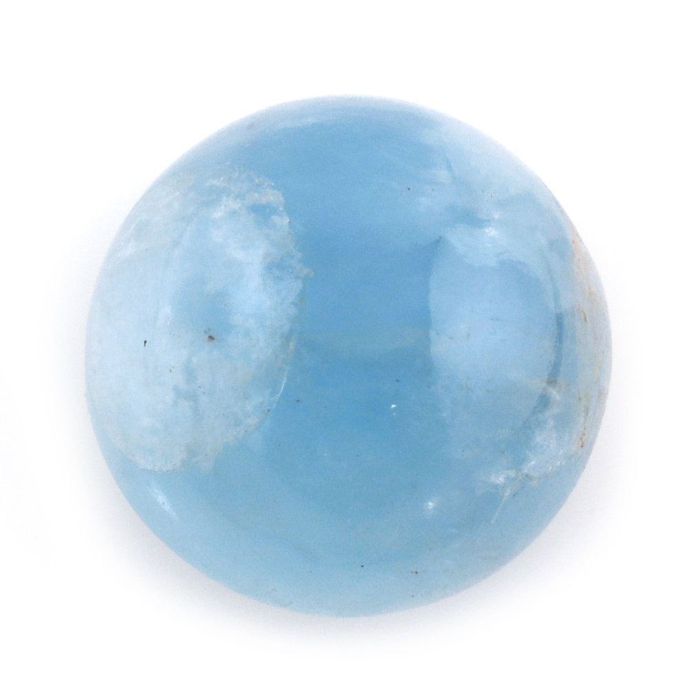 MILKY AQUAMARINE ROUND CAB (AA) 12MM 6.63 Cts.