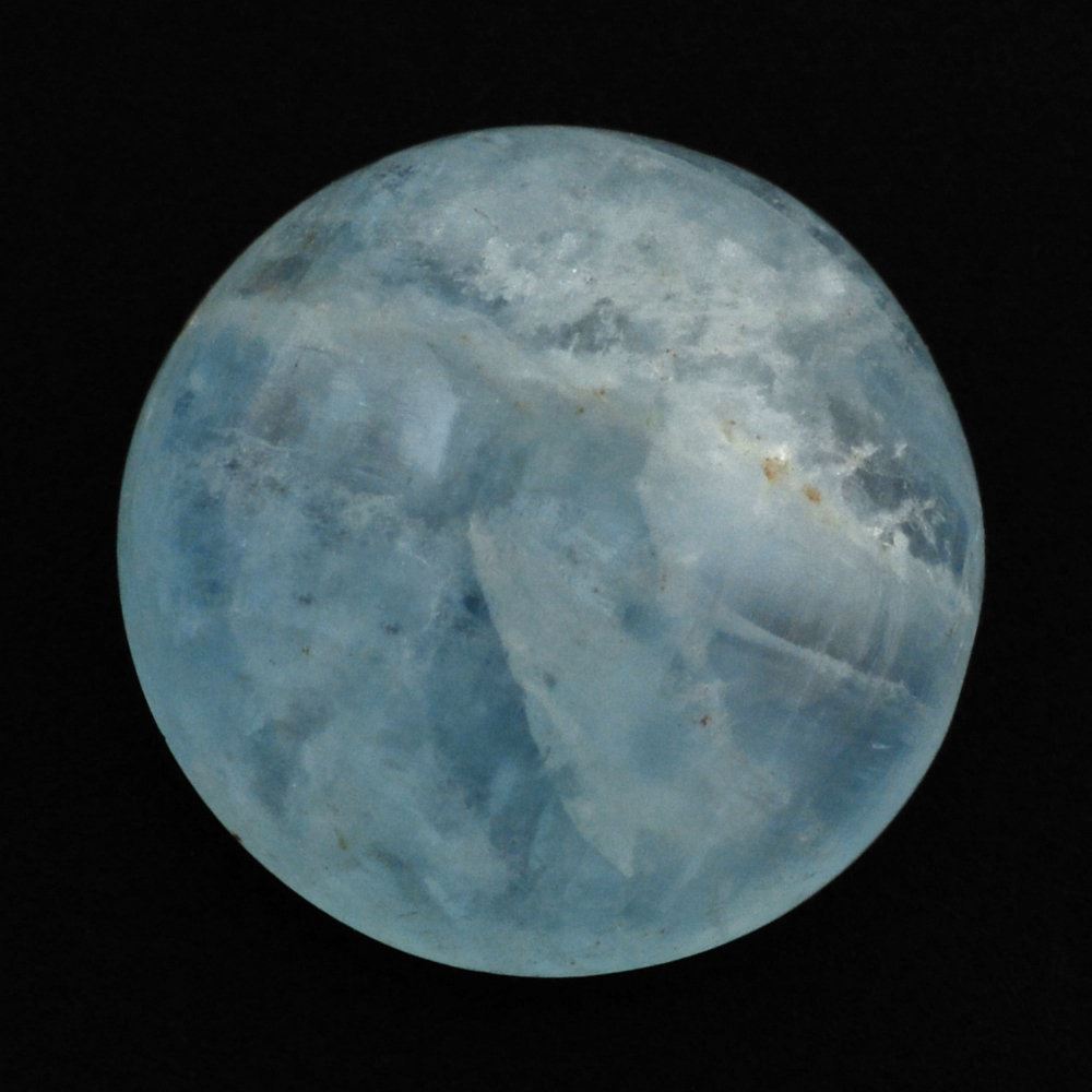 MILKY AQUAMARINE ROUND CAB (AA) 12MM 6.63 Cts.