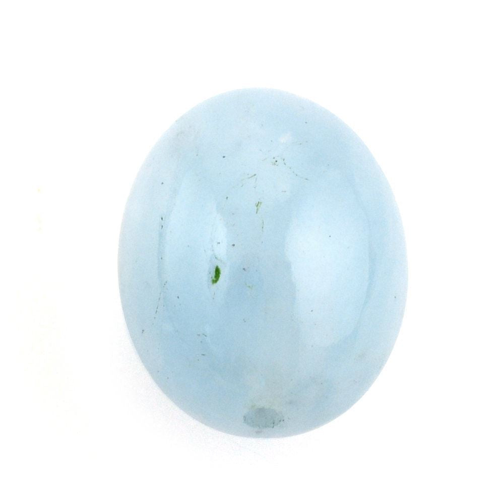 MILKY AQUAMARINE PLAIN OLIVE (HALF DRILL 0.80MM) (AA/HI) 10X8MM 4.93 Cts.
