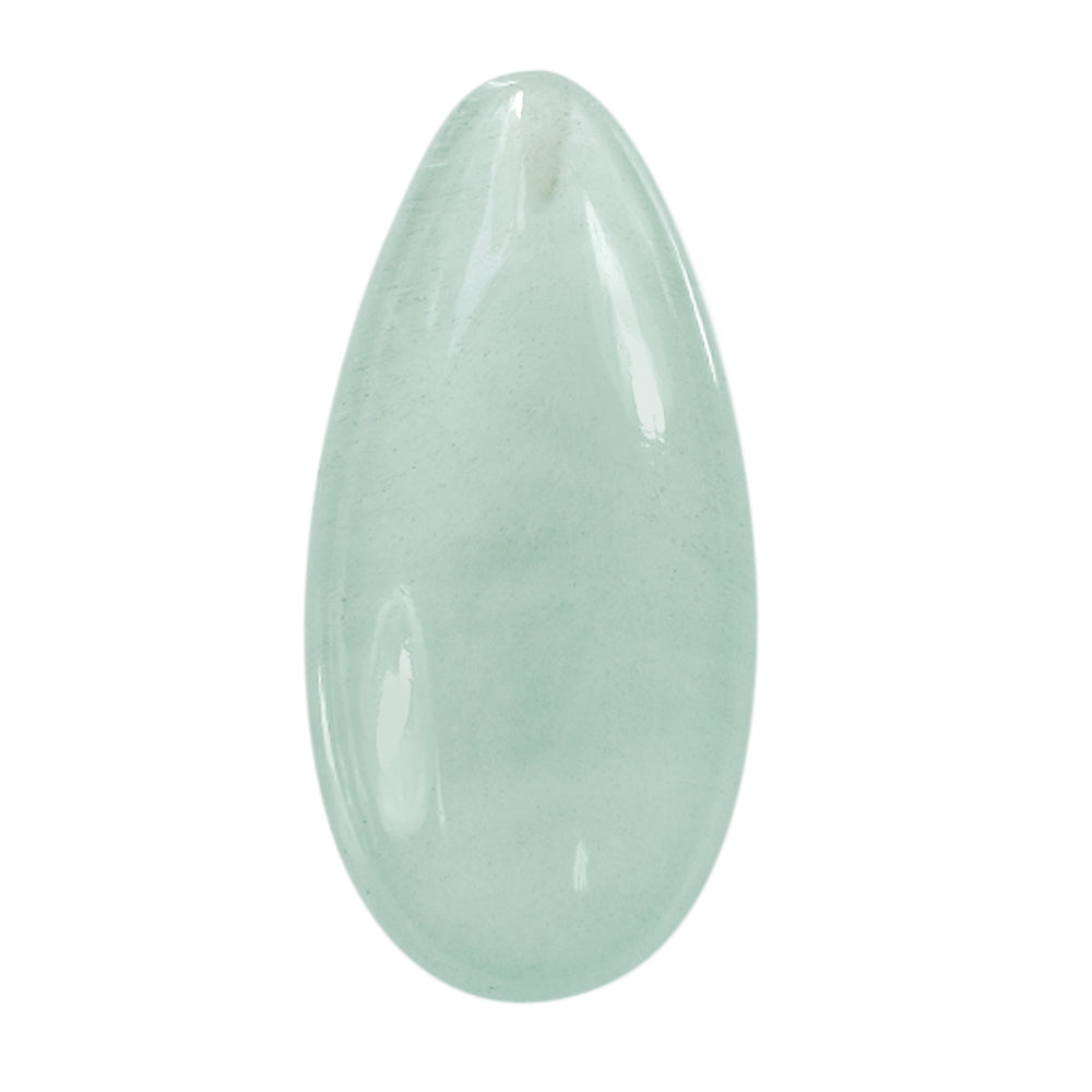 MILKY AQUAMARINE LENTIL PEAR (HALF DRILL) 25X12MM 15.37 Cts.