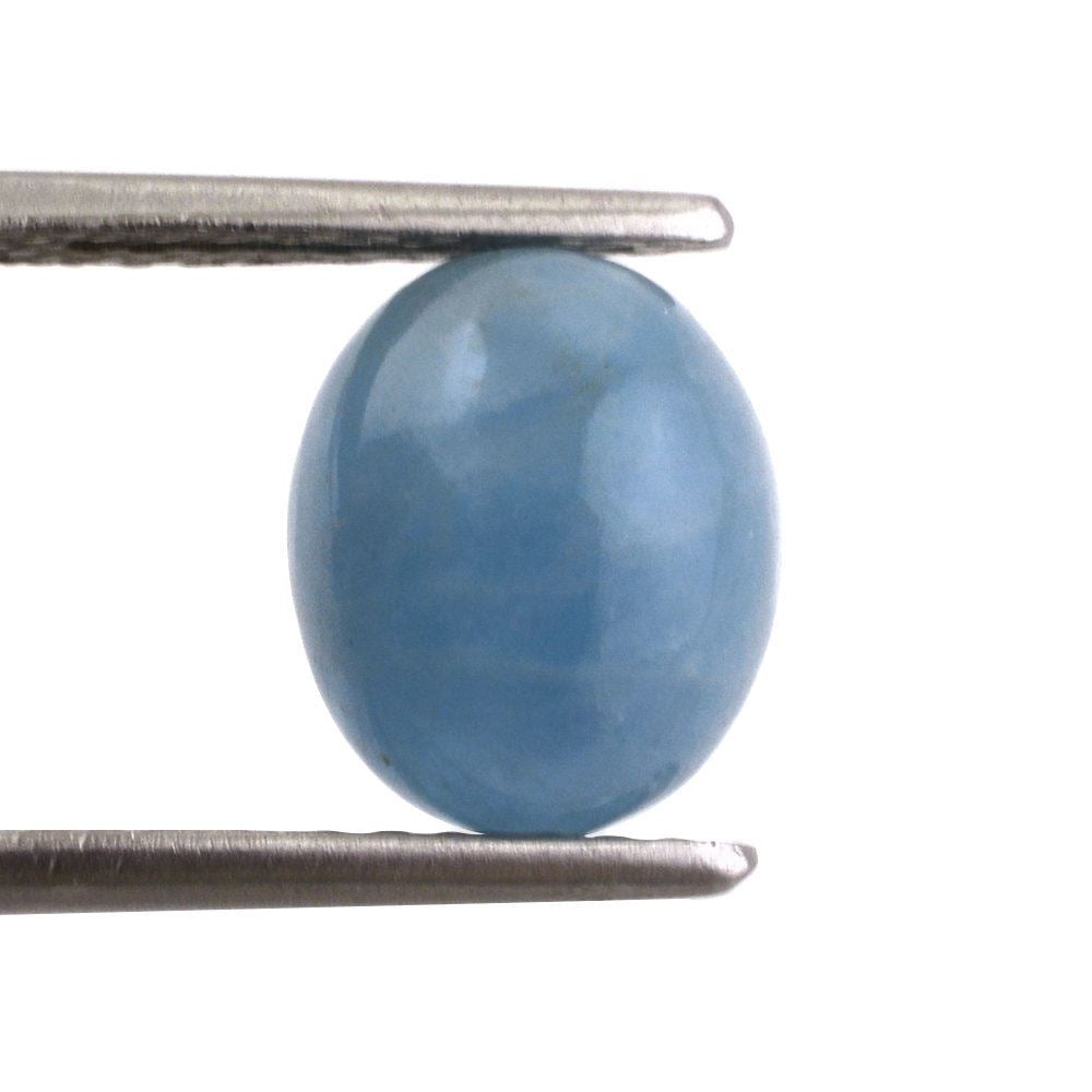 MILKY AQUAMARINE PLAIN OLIVE (HALF DRILL 0.80MM) (AA/CLEAN) 10X8MM 4.83 Cts.