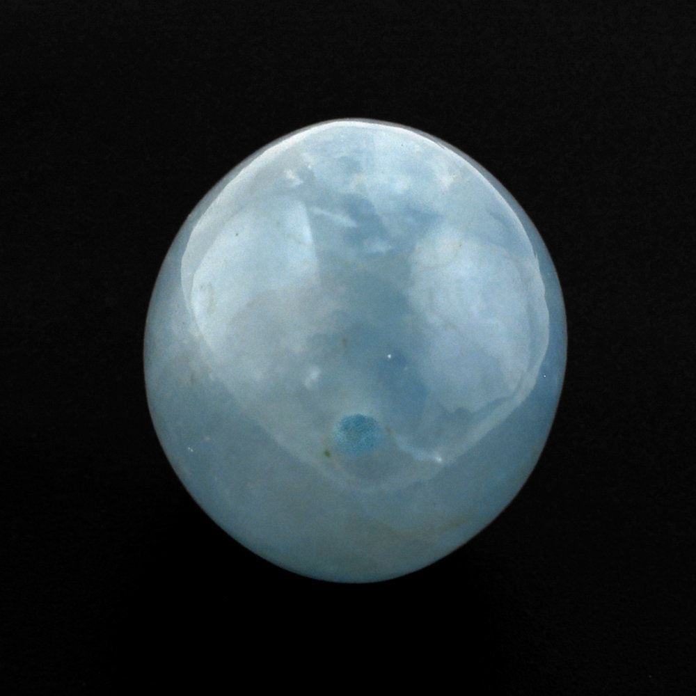 MILKY AQUAMARINE PLAIN OLIVE (HALF DRILL 0.80MM) (AA/CLEAN) 10X8MM 4.83 Cts.