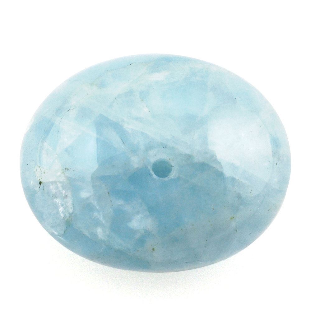 MILKY AQUAMARINE PLAIN OLIVE (HALF DRILL 1MM) (AA/HI) 15X12MM 12.35 Cts.