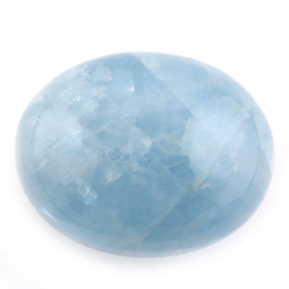 MILKY AQUAMARINE PLAIN OLIVE (HALF DRILL 1MM) (AA/HI) 15X12MM 12.35 Cts.