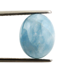 MILKY AQUAMARINE PLAIN OLIVE (HALF DRILL 1MM) (AA/HI) 15X12MM 12.35 Cts.