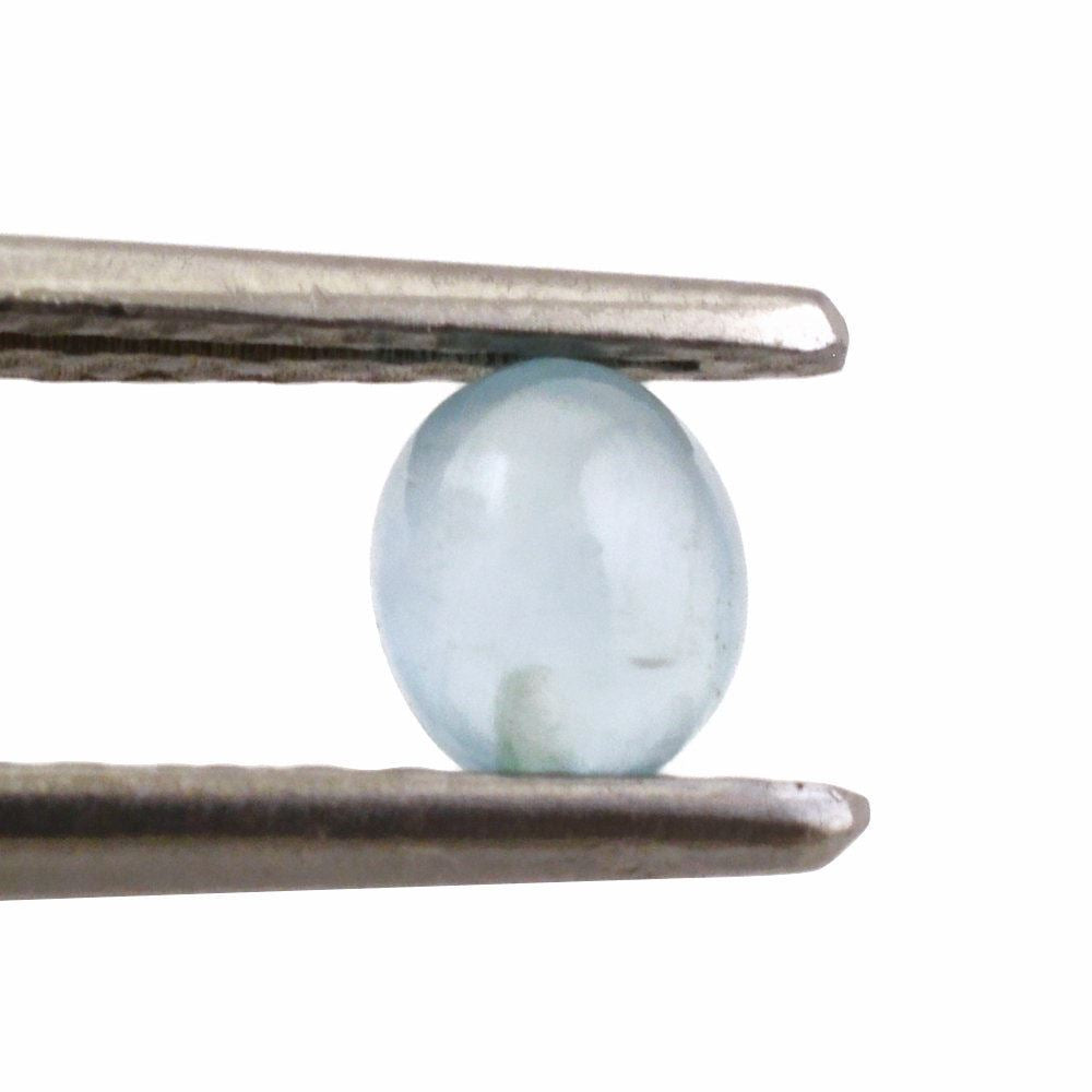 MILKY AQUAMARINE PLAIN OLIVE (HALF DRILL 0.70MM) (AA) 5X4MM 0.61 Cts.