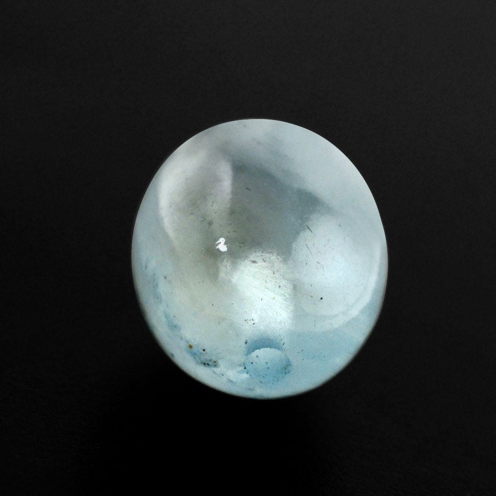 MILKY AQUAMARINE PLAIN OLIVE (HALF DRILL 0.80MM) (AA/HI) 8X6MM 2.03 Cts.