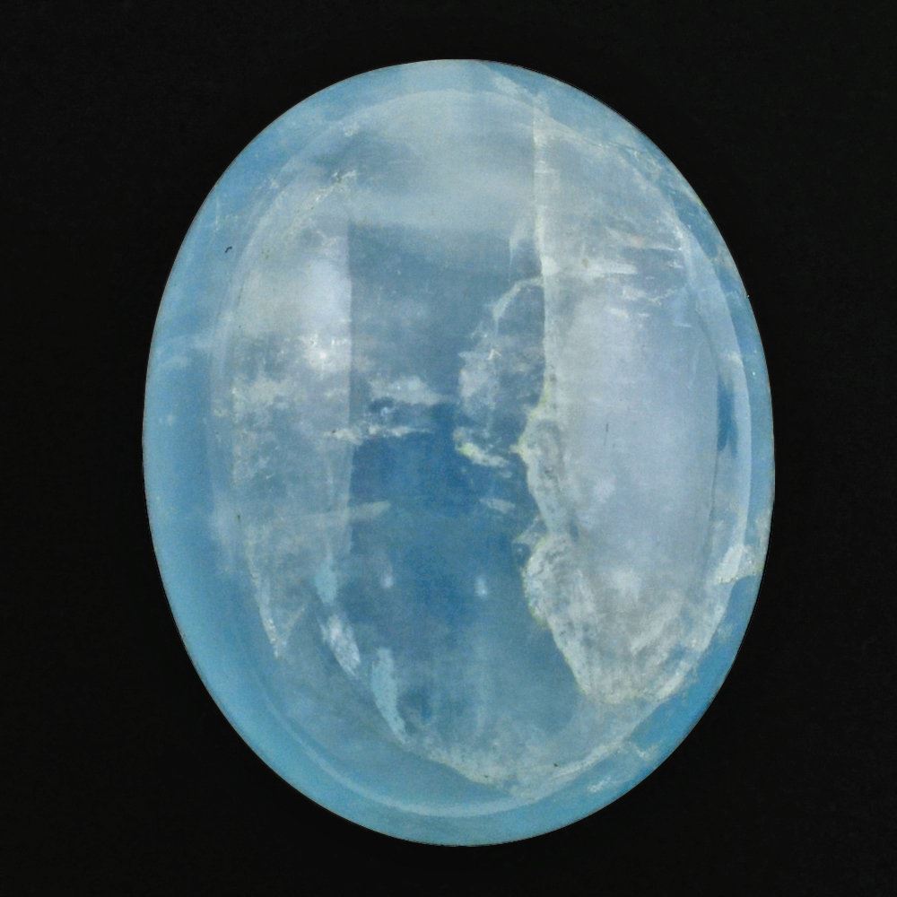 MILKY AQUAMARINE PLAIN OLIVE (HALF DRILL 0.80MM) (AAA/HI) 15X12MM 12.38 Cts.