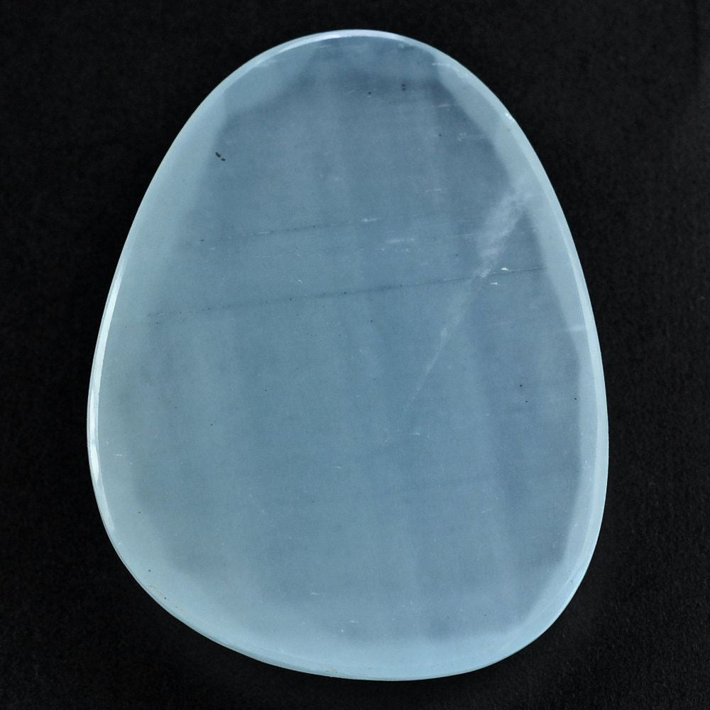MILKY AQUAMARINE ROSE CUT IRREGULAR PEARISH CAB 22X17MM 23.10 Cts.