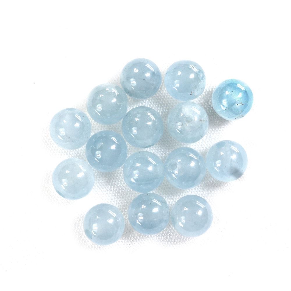 MILKY AQUAMARINE PLAIN ROUND BALLS (FULL DRILL 1.50MM) (AA) 6MM 1.64 Cts.