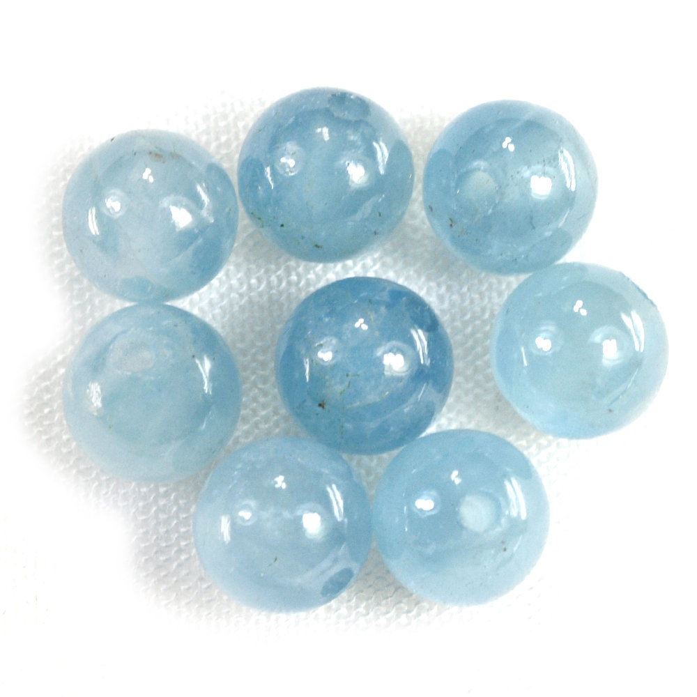 MILKY AQUAMARINE PLAIN ROUND BALLS (FULL DRILL 1.50MM) (AA) 6MM 1.62 Cts.