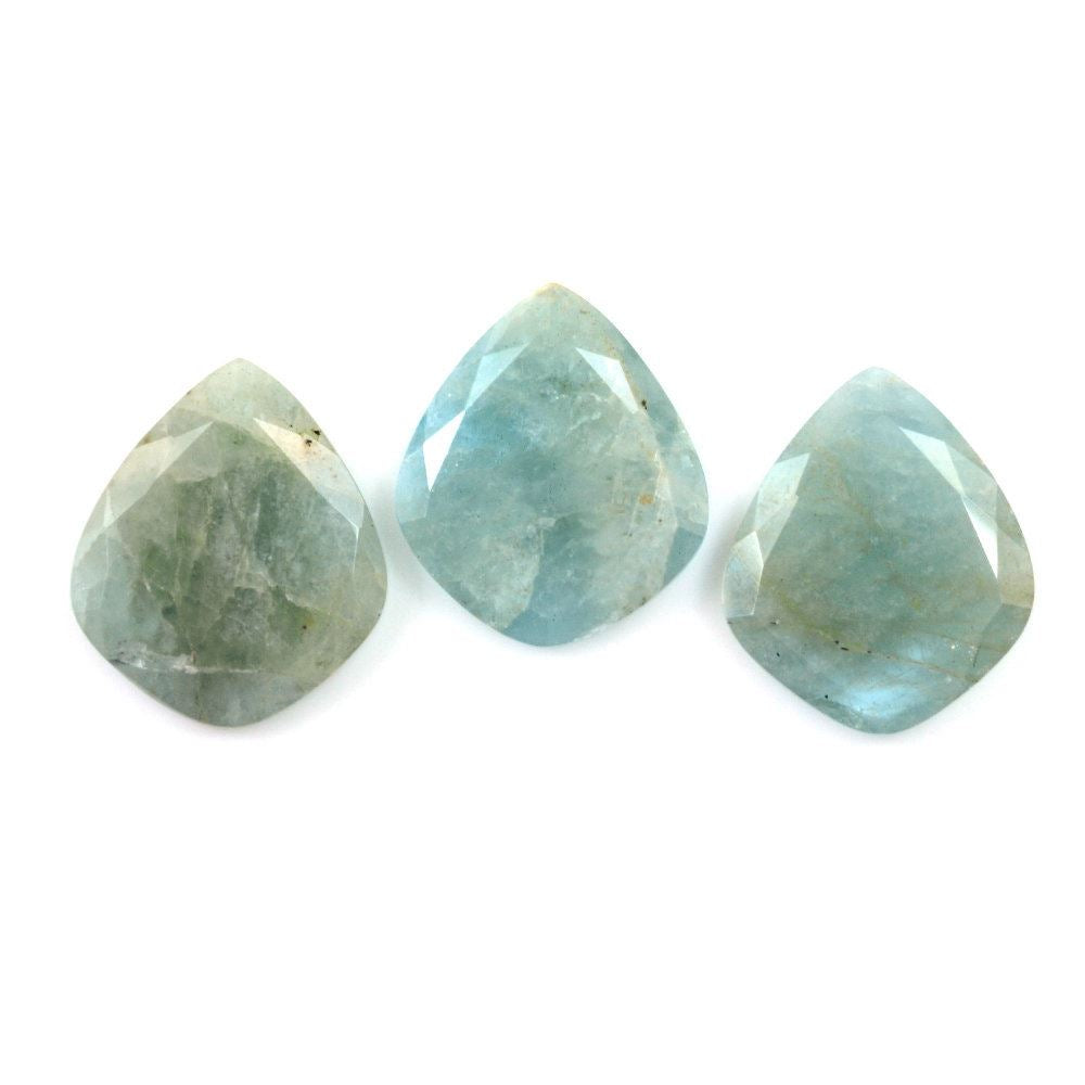 MILKY AQUAMARINE BOTH SIDE TABLE CUT KITE 26.70X22.40MM 18.37 Cts.