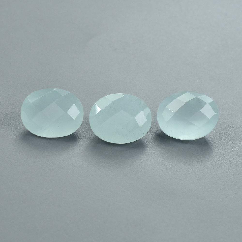 MILKY AQUAMARINE CHECKER CUT OVAL 10X8MM 2.65 Cts.