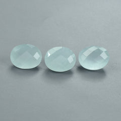 MILKY AQUAMARINE CHECKER CUT OVAL 10X8MM 2.65 Cts.