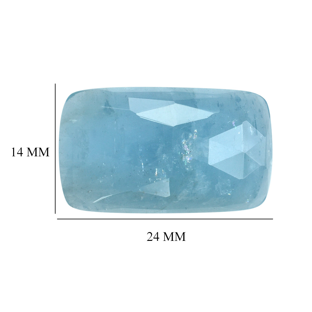 MILKY AQUAMARINE ROSE CUT CUSHION CAB (AA) 24X14MM 13.94 Cts.