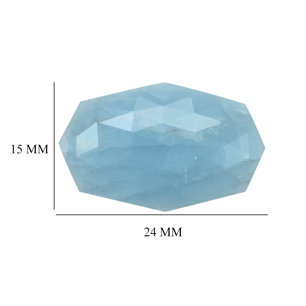 MILKY AQUAMARINE ROSE CUT FANCY OCTAGON CAB (AA) 24X15MM 12.37 Cts.