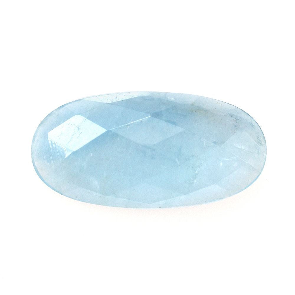 MILKY AQUAMARINE CHECKER CUT OVAL CAB (AAA) 16X8MM 3.41 Cts.