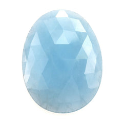MILKY AQUAMARINE ROSE CUT IRREGULAR OVAL CAB (AA) 30X22MM 19.15 Cts.