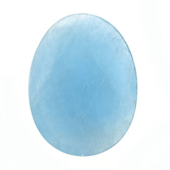 MILKY AQUAMARINE ROSE CUT IRREGULAR OVAL CAB (AA) 30X22MM 19.15 Cts.