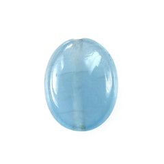 MILKY AQUAMARINE PLAIN LENTIL OVAL CAB (FULL-DRILL) (AAA) 10X8MM 2.59 Cts.