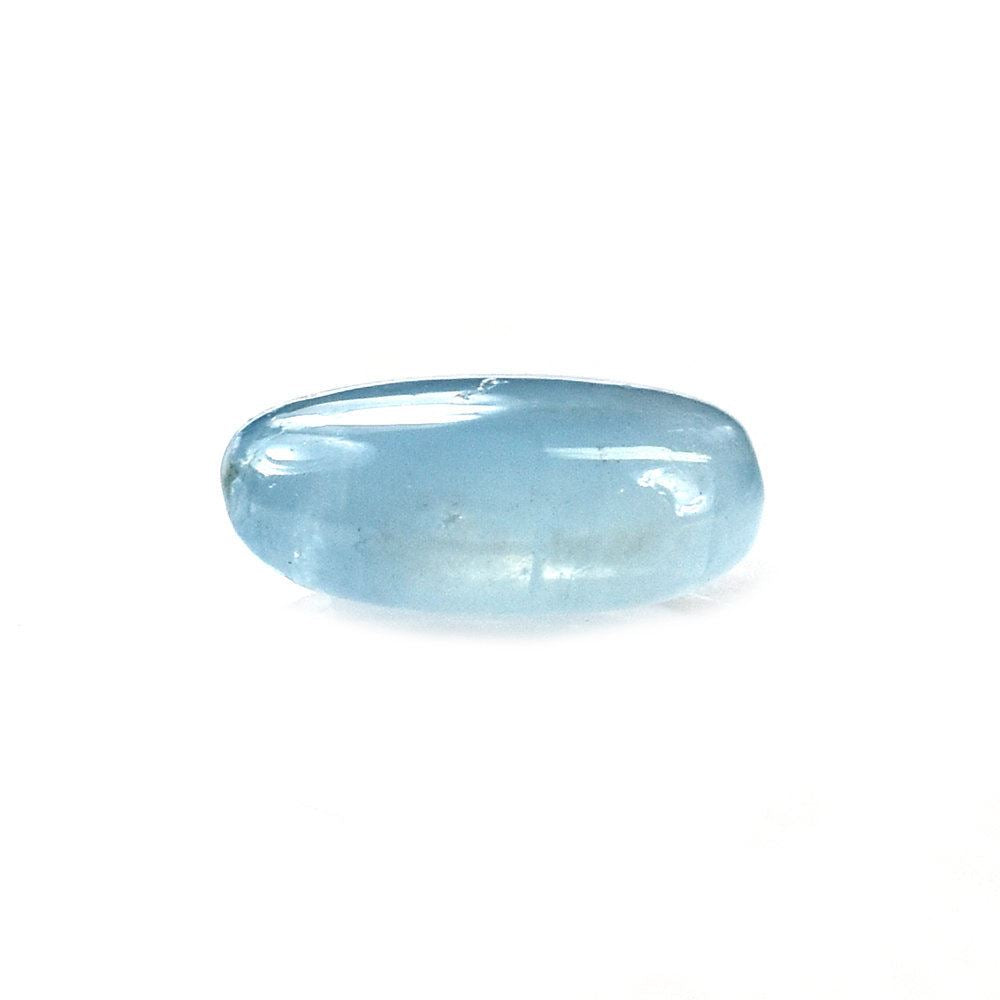 MILKY AQUAMARINE PLAIN LENTIL OVAL CAB (FULL-DRILL) (AAA) 10X8MM 2.59 Cts.