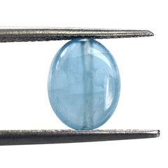 MILKY AQUAMARINE PLAIN LENTIL OVAL CAB (FULL-DRILL) (AAA) 10X8MM 2.59 Cts.