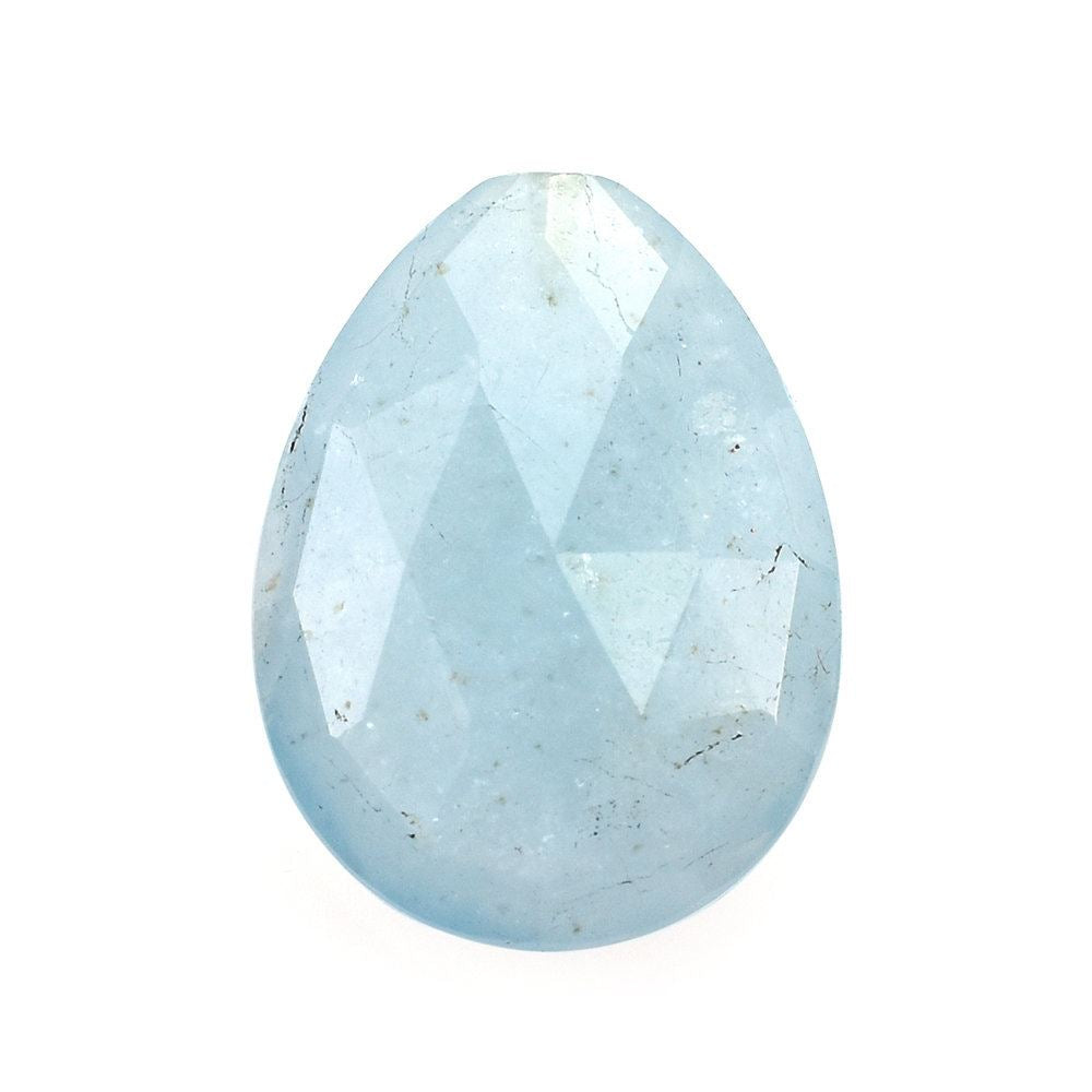 MILKY AQUAMARINE ROSE CUT IRREGULAR PEAR (HALF-DRILL) (A) 20X15MM 12.66 Cts.