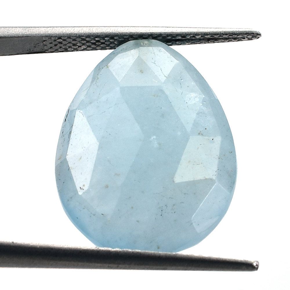 MILKY AQUAMARINE ROSE CUT IRREGULAR PEAR (HALF-DRILL) (A) 20X15MM 12.66 Cts.