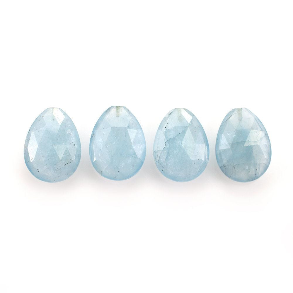 MILKY AQUAMARINE ROSE CUT IRREGULAR PEAR (HALF-DRILL) (A) 20X15MM 12.66 Cts.