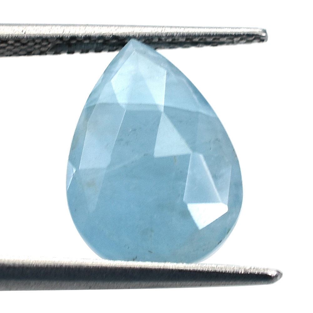 MILKY AQUAMARINE ROSE CUT BRIOLETTE PEAR (AA) 14X10MM 4.35 Cts.