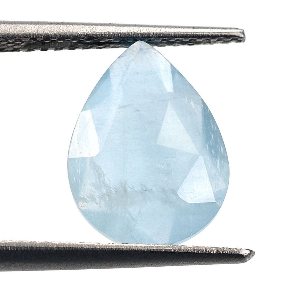 MILKY AQUAMARINE ROSE CUT BRIOLETTE PEAR (AA) 12X9MM 2.70 Cts.