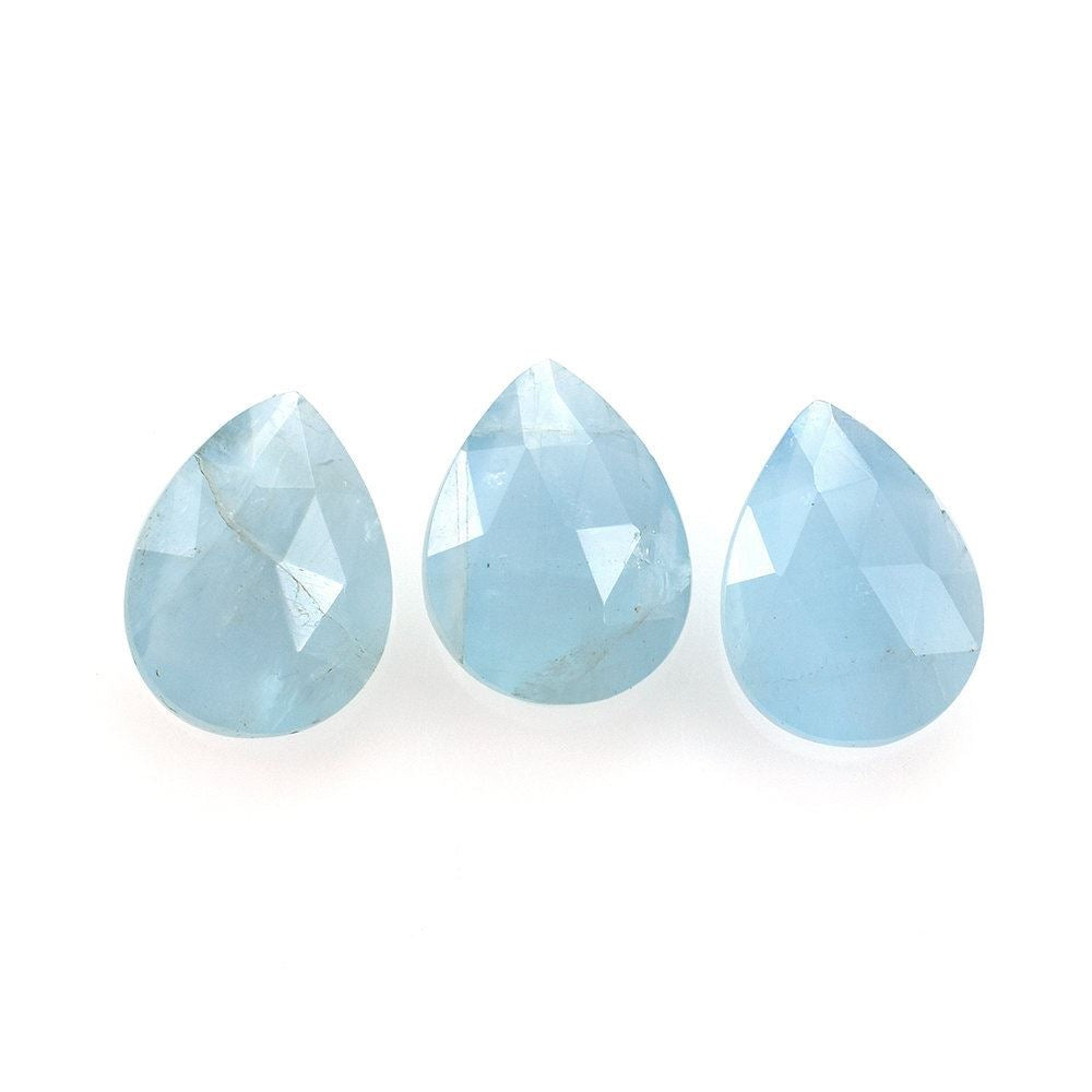 MILKY AQUAMARINE ROSE CUT BRIOLETTE PEAR (AA) 12X9MM 2.70 Cts.