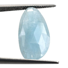 MILKY AQUAMARINE ROSE CUT BRIOLETTE IRREGULAR PEARISH (A) 22X11MM 6.91 Cts.