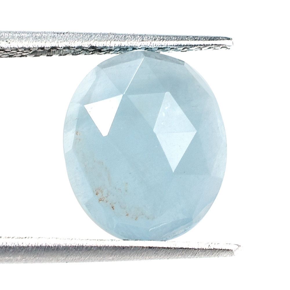 MILKY AQUAMARINE ROSE CUT OVAL (A) 12X10MM 4.20 Cts.