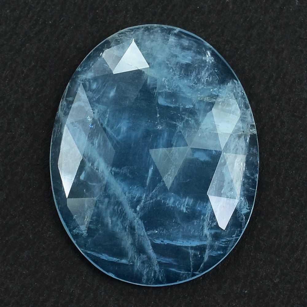 MILKY AQUAMARINE ROSE CUT IRREGULAR OVAL CAB (AA) 20X26MM 14.02 Cts.