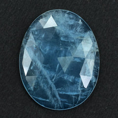 MILKY AQUAMARINE ROSE CUT IRREGULAR OVAL CAB (AA) 20X26MM 14.02 Cts.