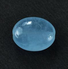 MILKY AQUAMARINE PLAIN LENTIL OVAL CAB (FULL-DRILL) (AA) 10X8MM 2.52 Cts.