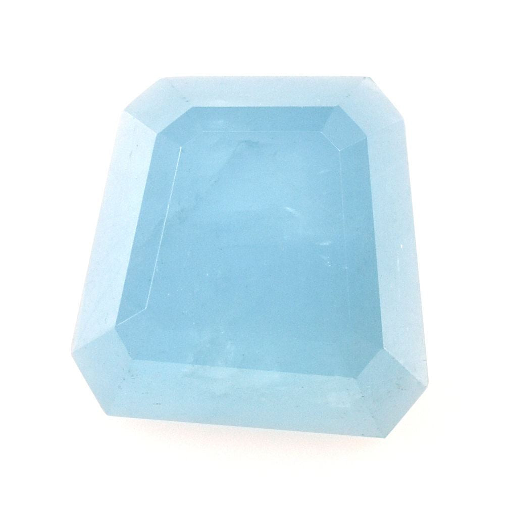 MILKY AQUAMARINE TABLE CUT TRAPEZOID CAB (AA) 13.20X13.10X11MM 9.05 Cts.