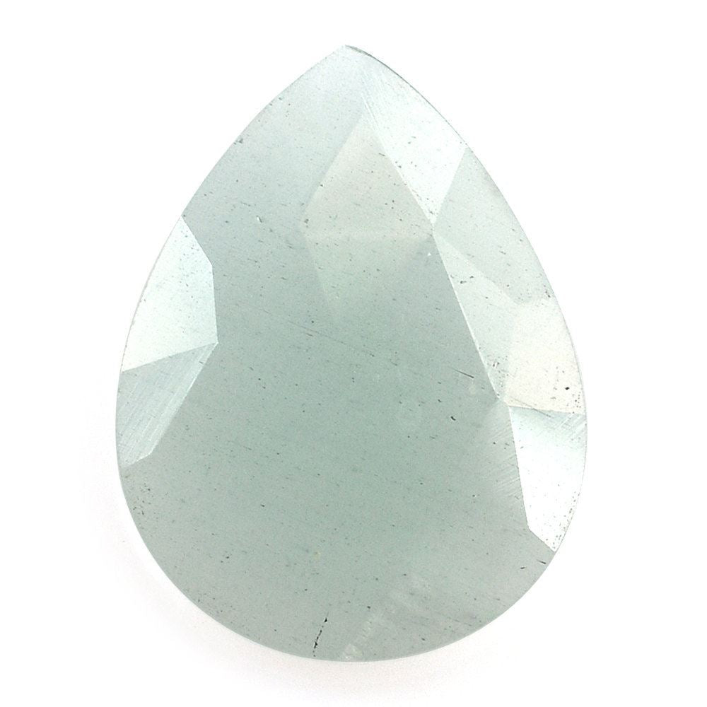 MILKY AQUAMARINE ROSE CUT BRIOLETTE PEAR (GREENISH) 20X15MM 7.06 Cts.