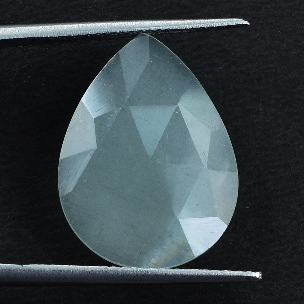 MILKY AQUAMARINE ROSE CUT BRIOLETTE PEAR (GREENISH) 20X15MM 7.06 Cts.